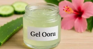 A clear jar of Gel Ooru – natural gel for skin and hair hydration