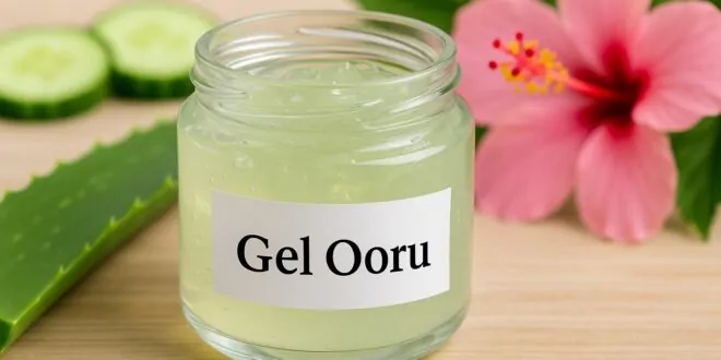 A clear jar of Gel Ooru – natural gel for skin and hair hydration